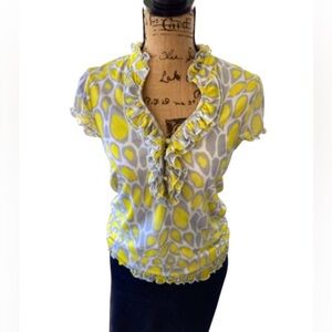 International Concepts ruffled neck, sleeves, bottom; body lined.